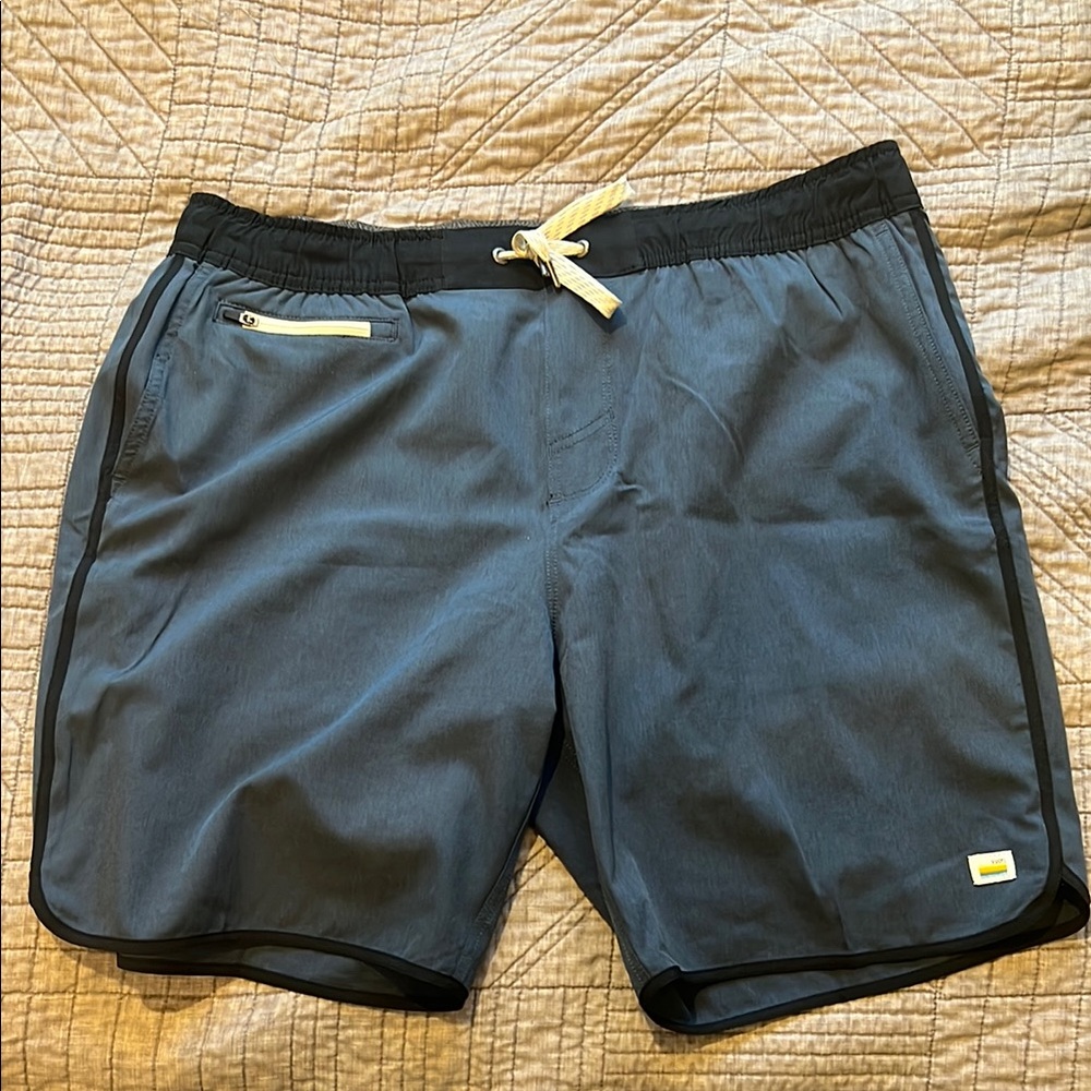 Men's Blue Athletic Shorts with Black Trim (Vuori)